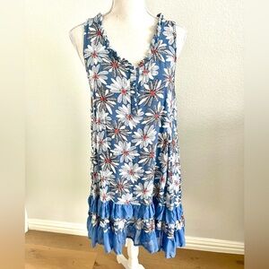 Papillon Blanc Blue and White Floral Pattern Dress